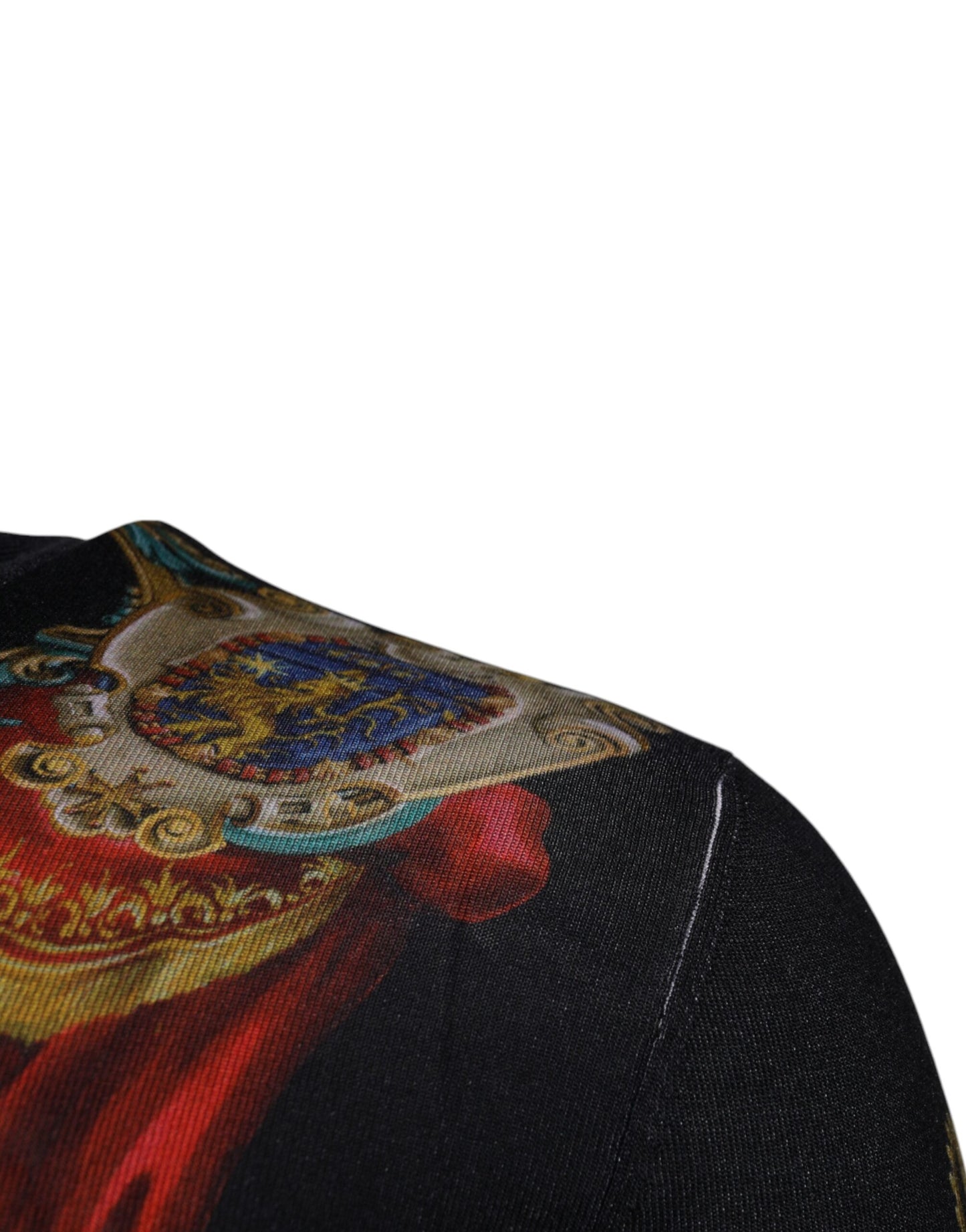 Black Heraldic DG Silk Round Neck Pullover Sweater