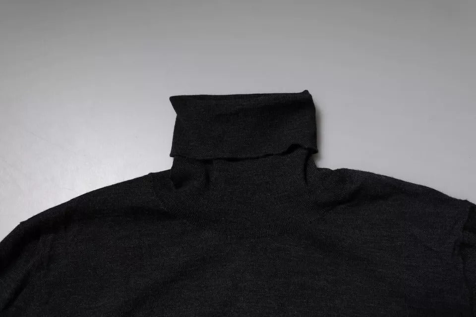 Black Wool Turtleneck Pullover Sweater