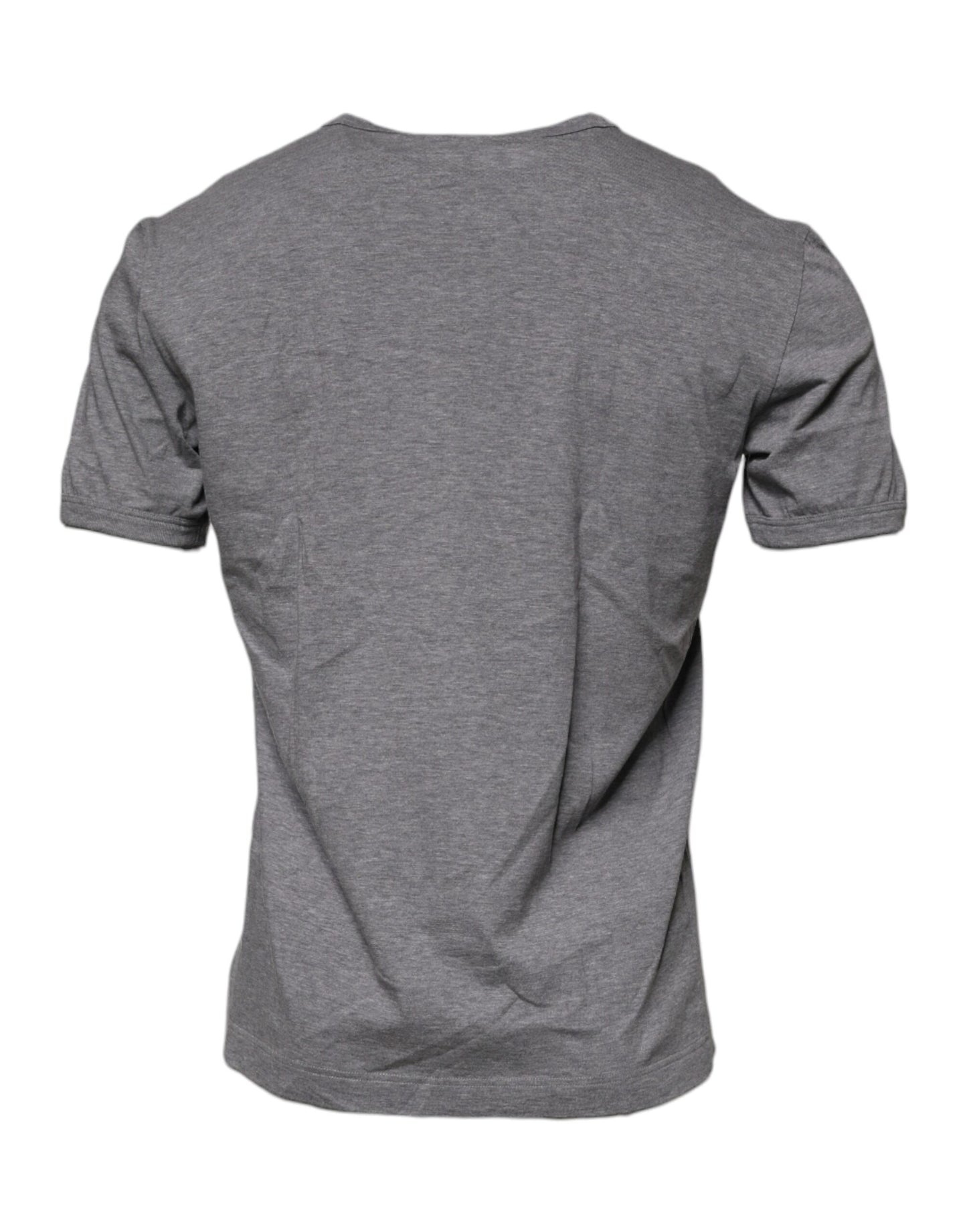 Gray Logo Print Cotton Crew Neck Men T-shirt