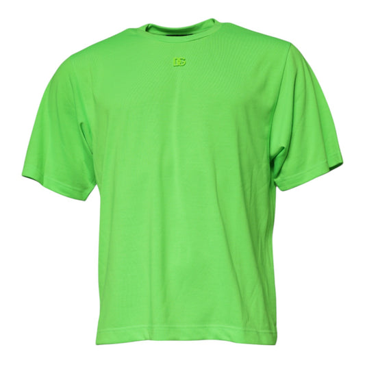 Green Logo Polyester Crew Neck T-shirt