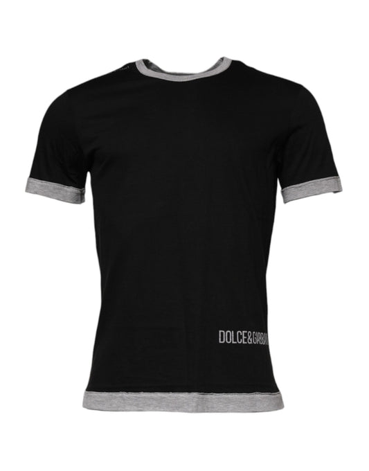 Black Logo Cotton Crew Neck Men Tee T-shirt