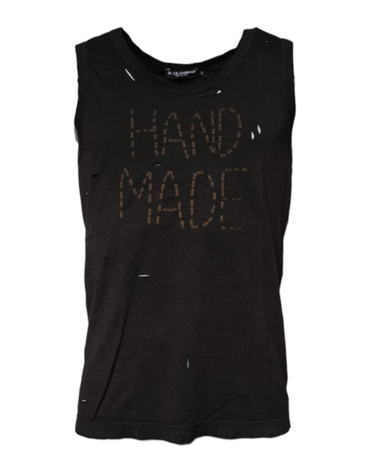 Black Sleeveless Round Neck Tank T-shirt