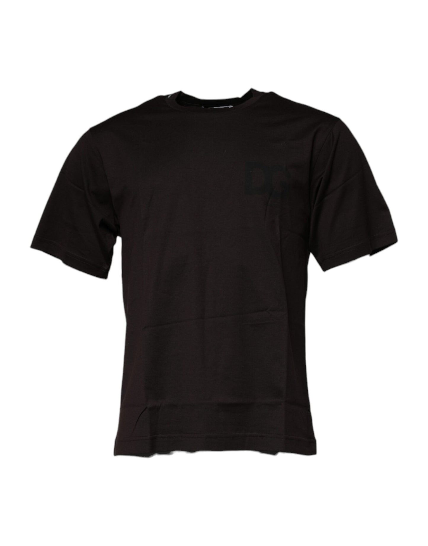 Dark Brown Logo Cotton Crew Neck T-shirt