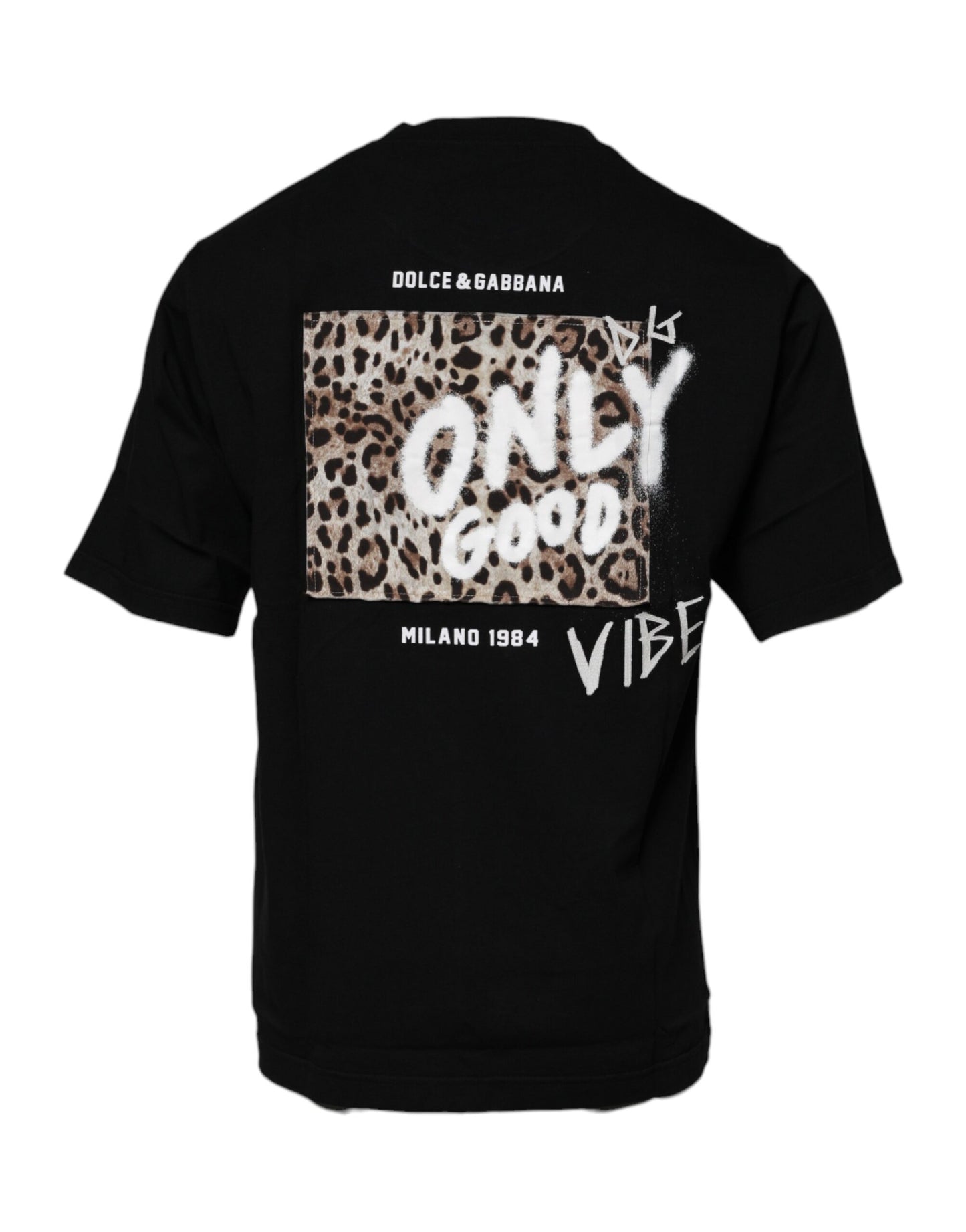 Black Amore Leopard Cotton Crew Neck T-shirt