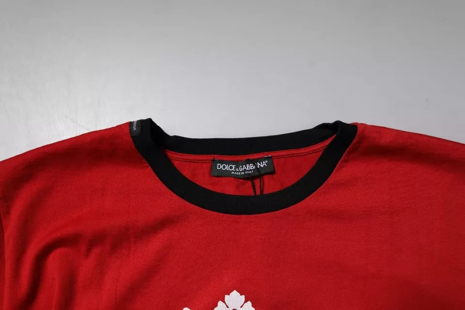 Red Logo Crown Cotton Crew Neck T-shirt