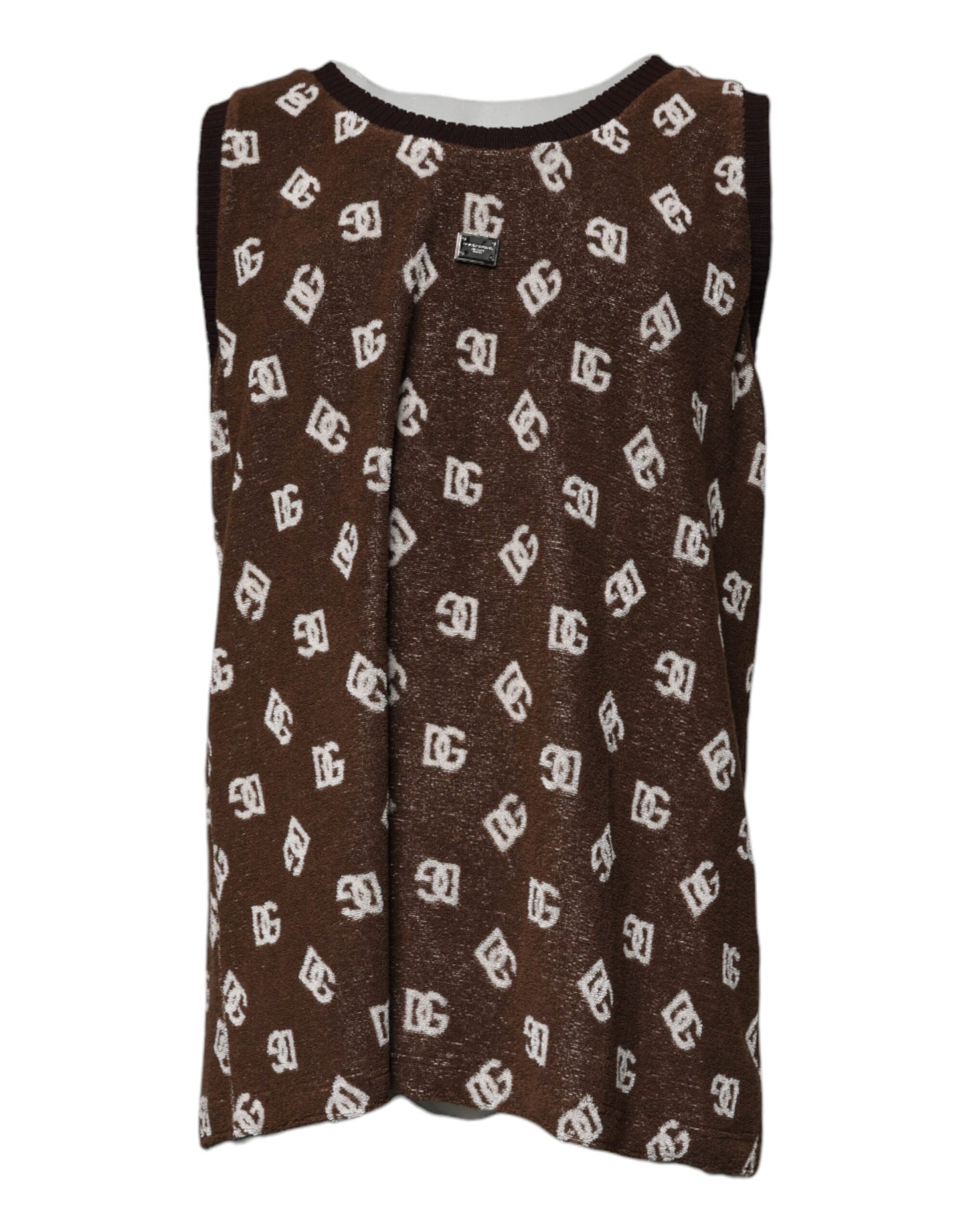 Brown Logo Monogram Cotton Crew Neck T-shirt