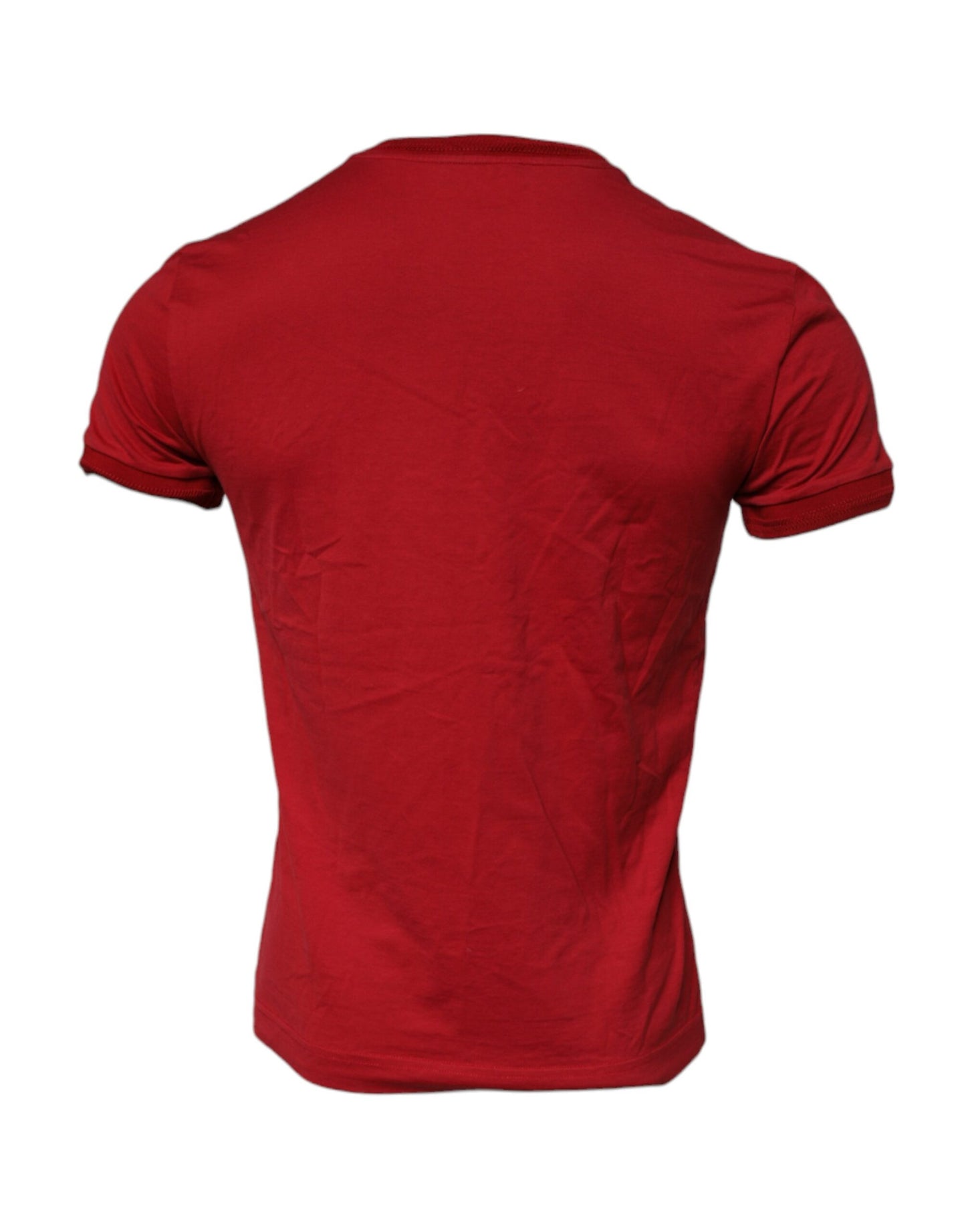 Red Logo Plaque Cotton Men Crew Neck T-shirt