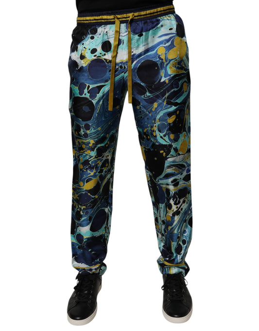 Multicolor Marble Print Jogger Sweatpants Pants