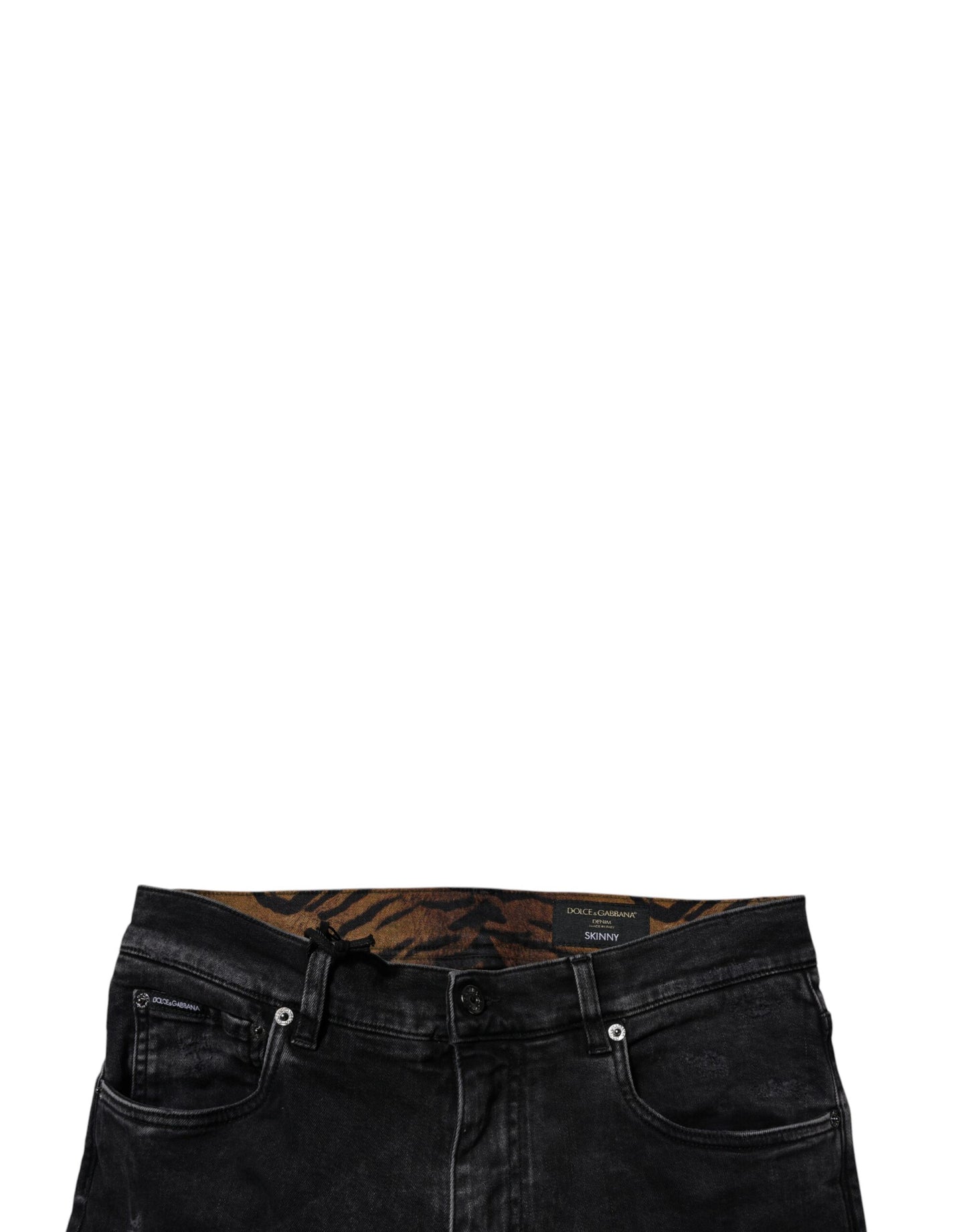 Black Tattered Cotton Skinny Men Denim Jeans