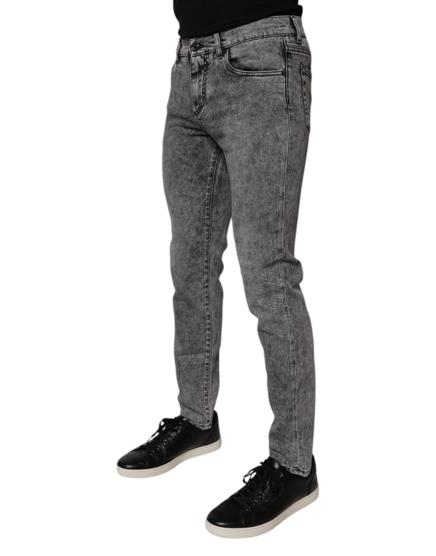 Dark Gray Washed Cotton Slim Fit Denim Jeans