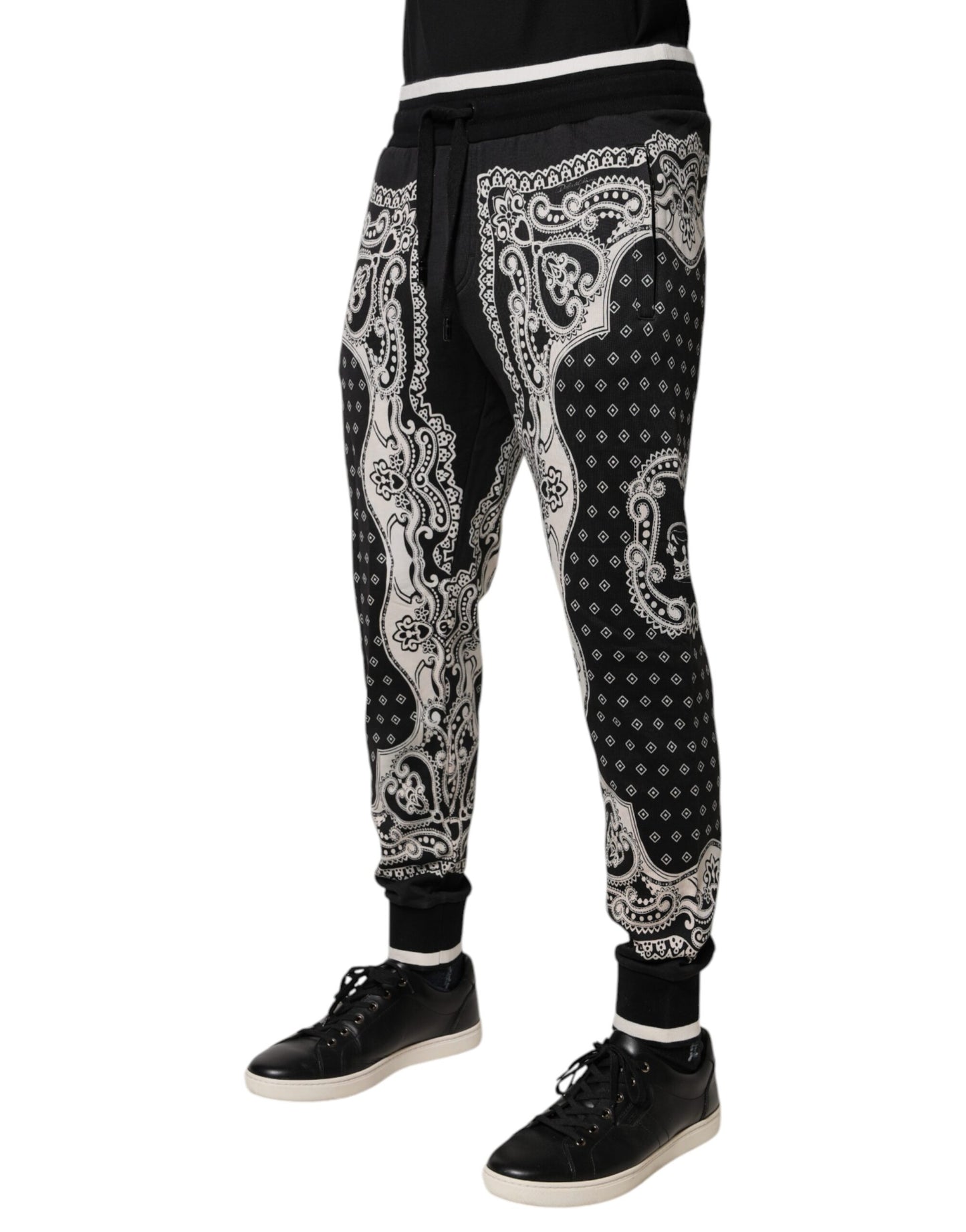 Black Bandana Cotton Jogger Pants