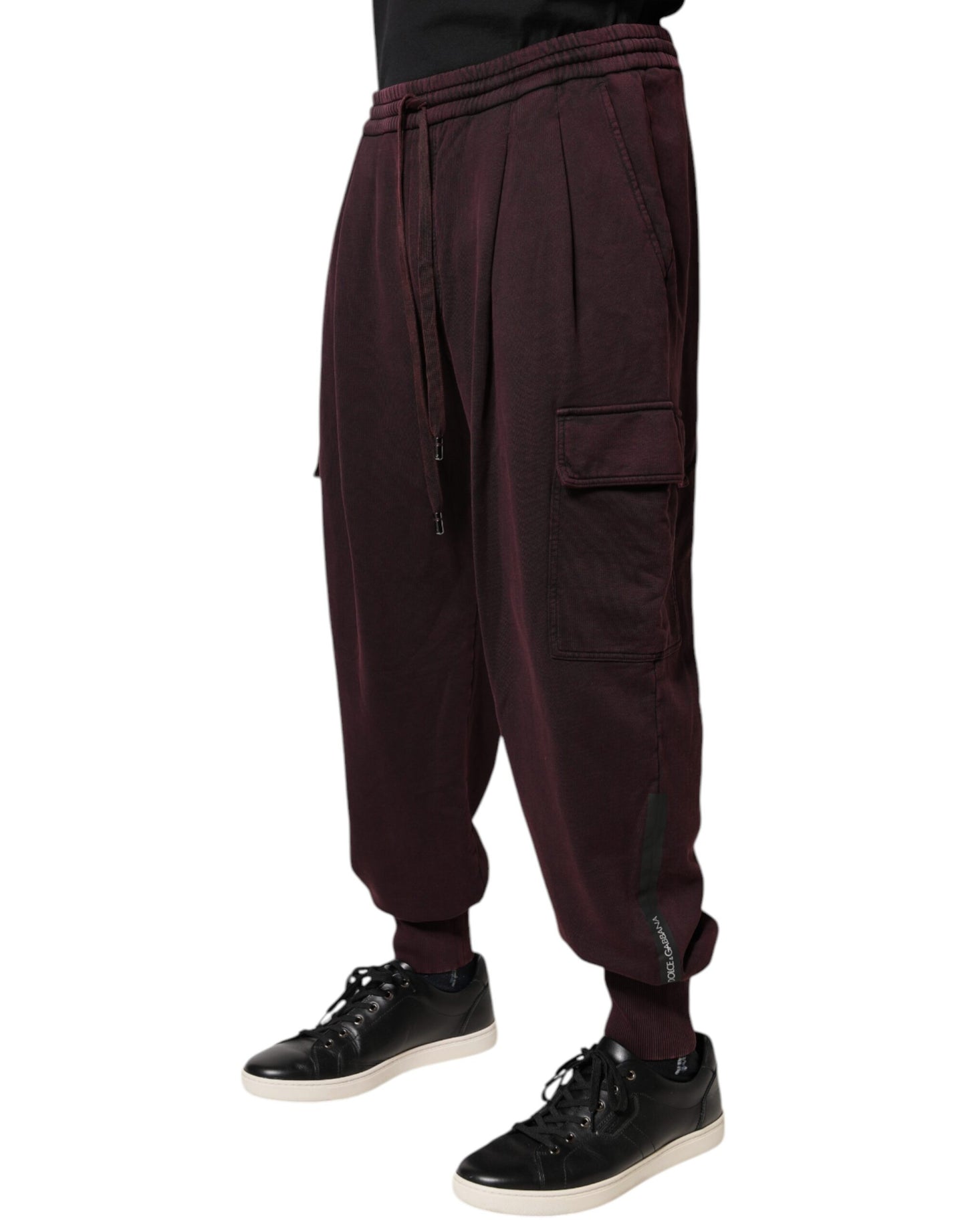 Dark Violet Cotton Cargo Jogger Pants