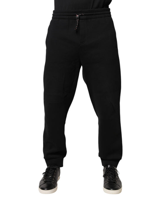 Black Logo Patch CottonJogger Sweatpants Pants