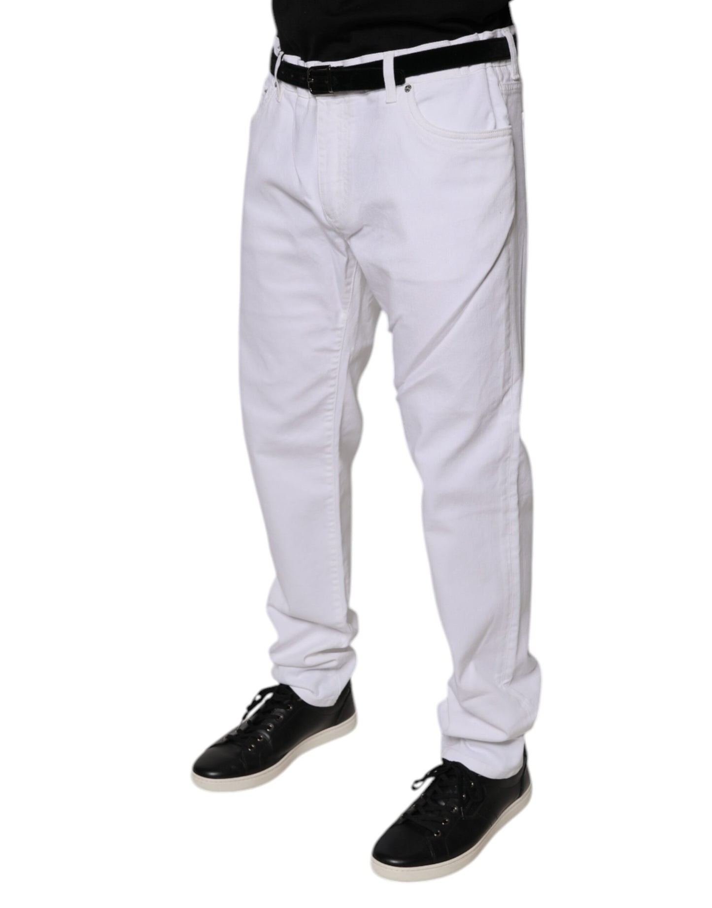 White Cotton Stretch Skinny Men Denim Jeans