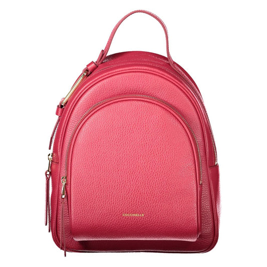 Red Leather Women Backpack