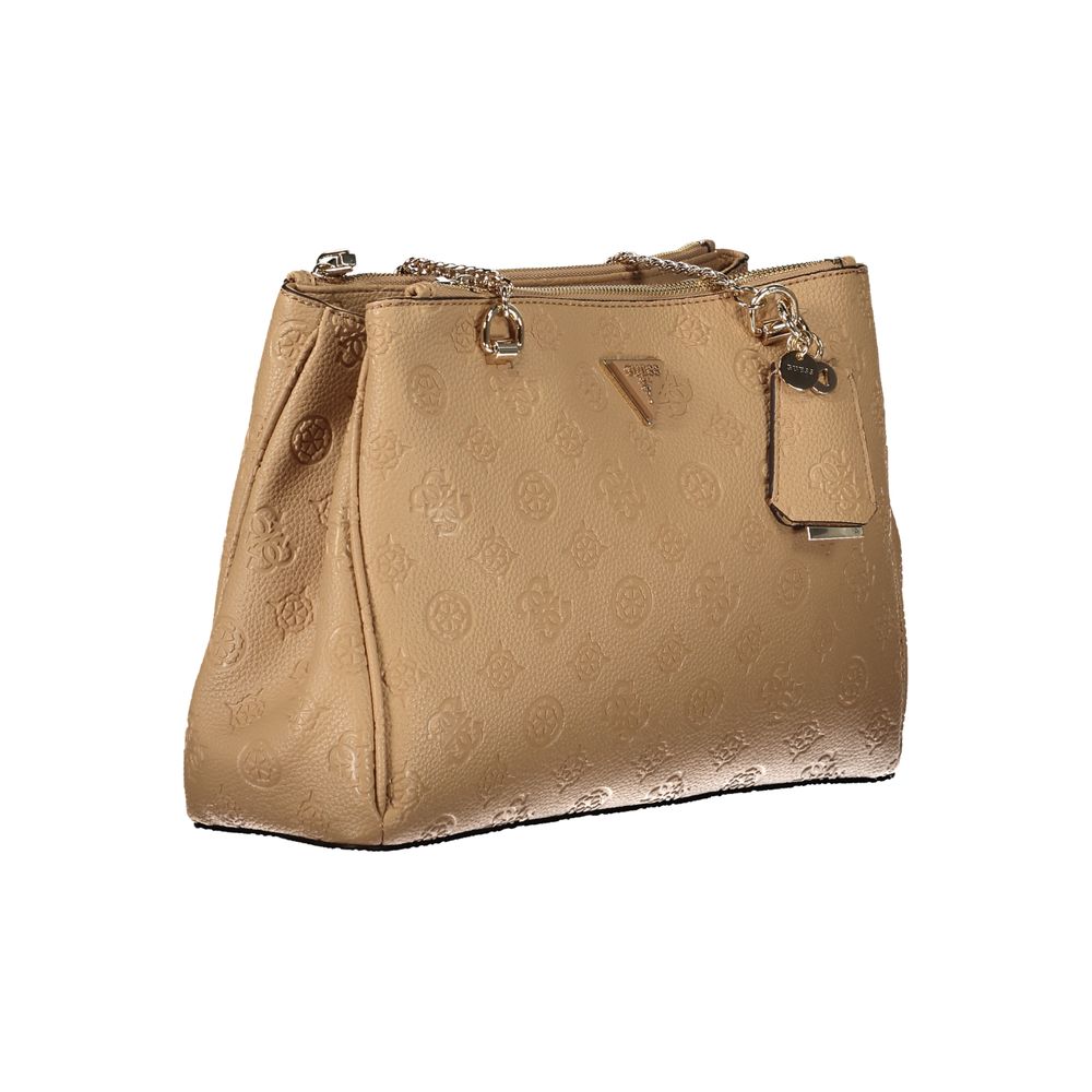 Beige Polyethylene Women Handbag