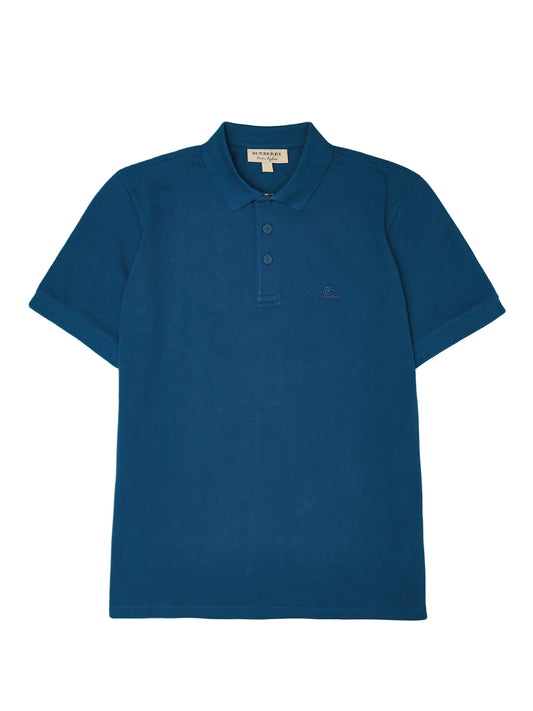 Deep Teal Blue Cotton Collared Polo Shirt