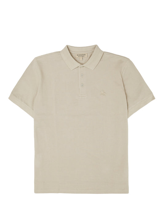 Pale Stone Cotton Collared Polo Shirt