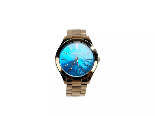 Slim Runway Stainless Steel Watch MK3494 Ocean Blue Gold