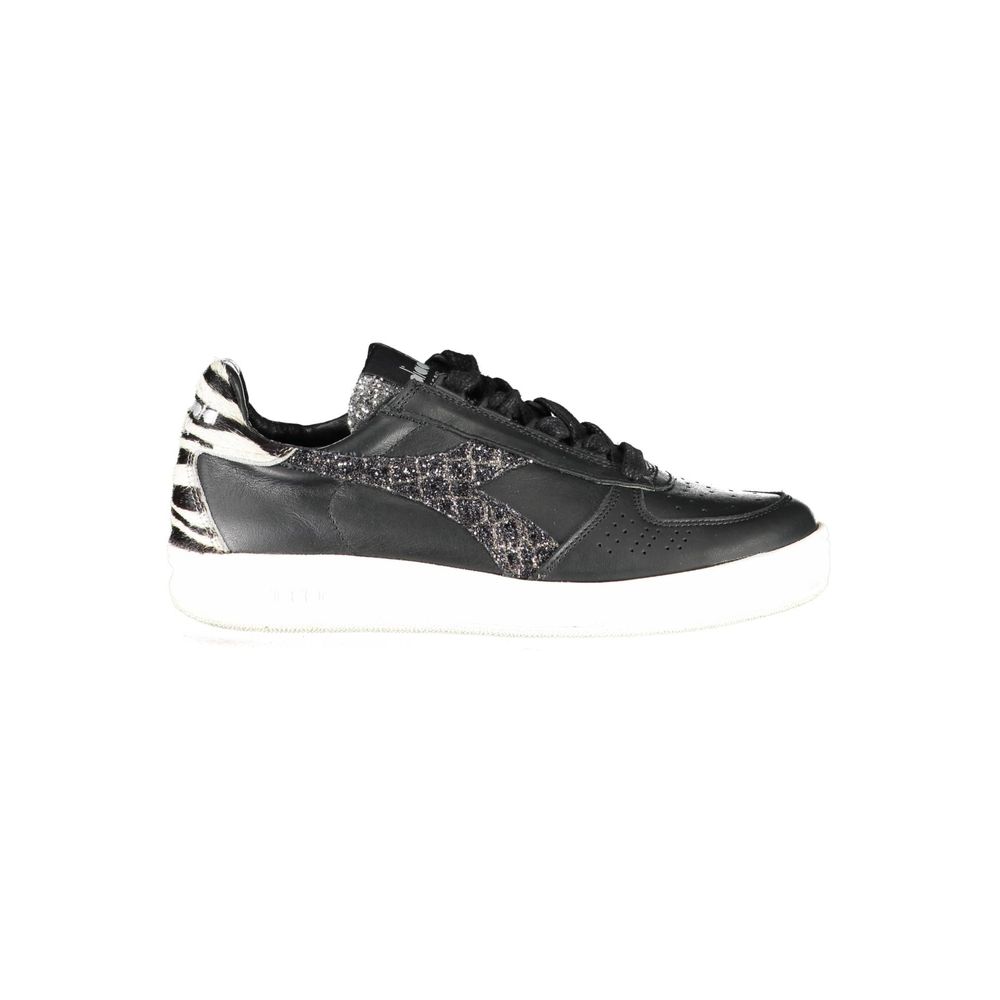 Black Leather Womens Sneaker