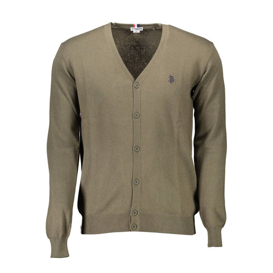 Green Cotton Men Cardigan