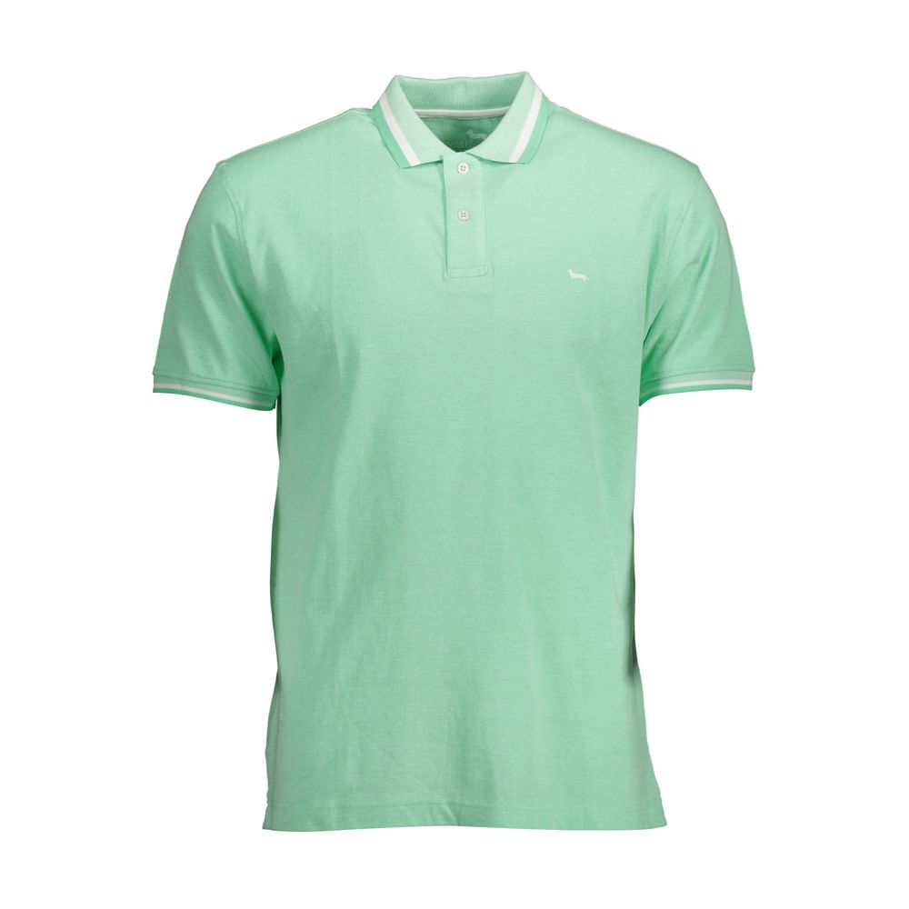 Green Cotton Men Polo Shirt