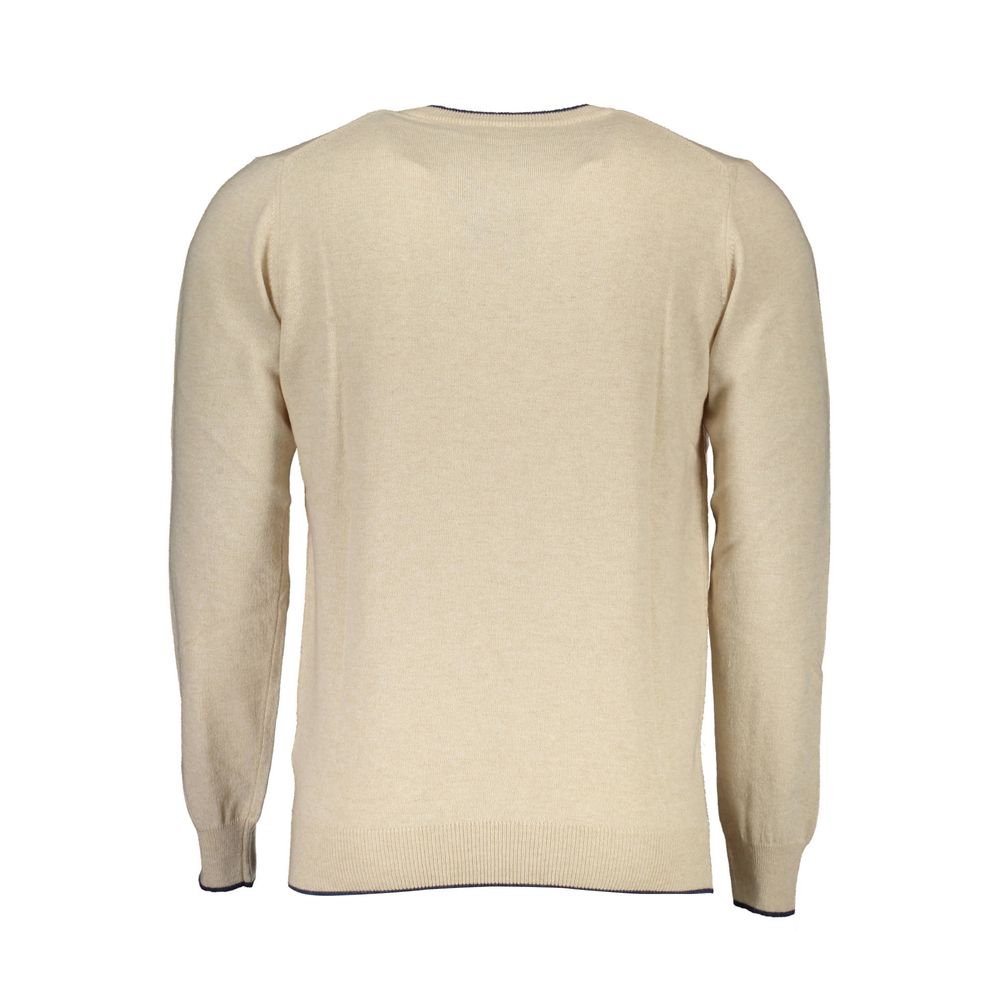 Beige Wool Men Sweater