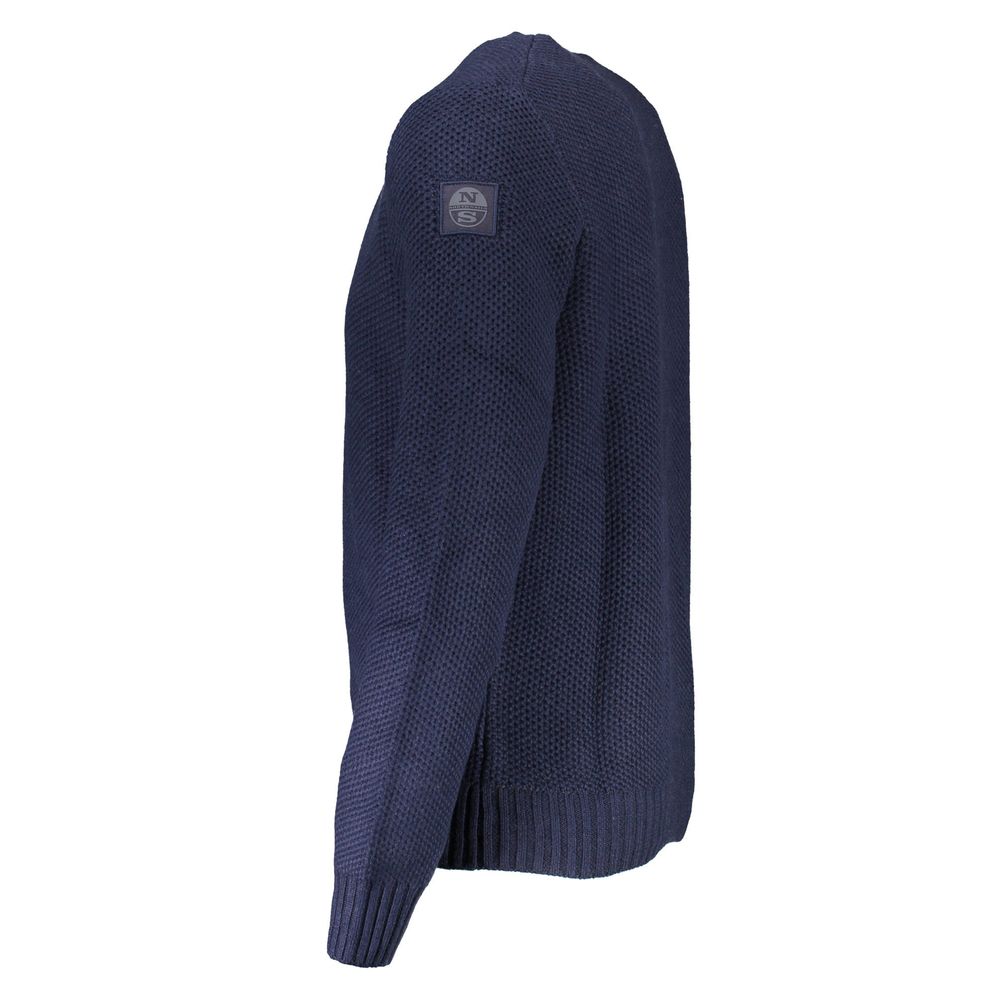 Blue Cotton Men Sweater