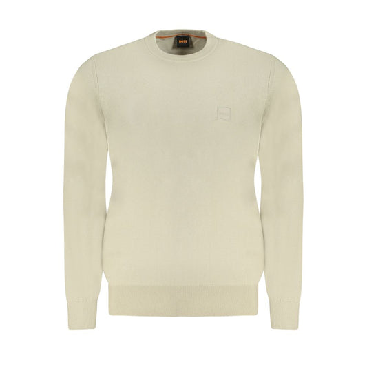 Beige Cotton Men Sweater