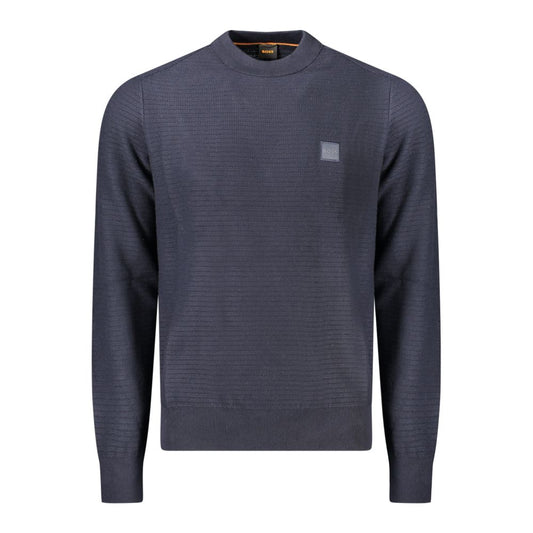 Blue Cotton Men Sweater