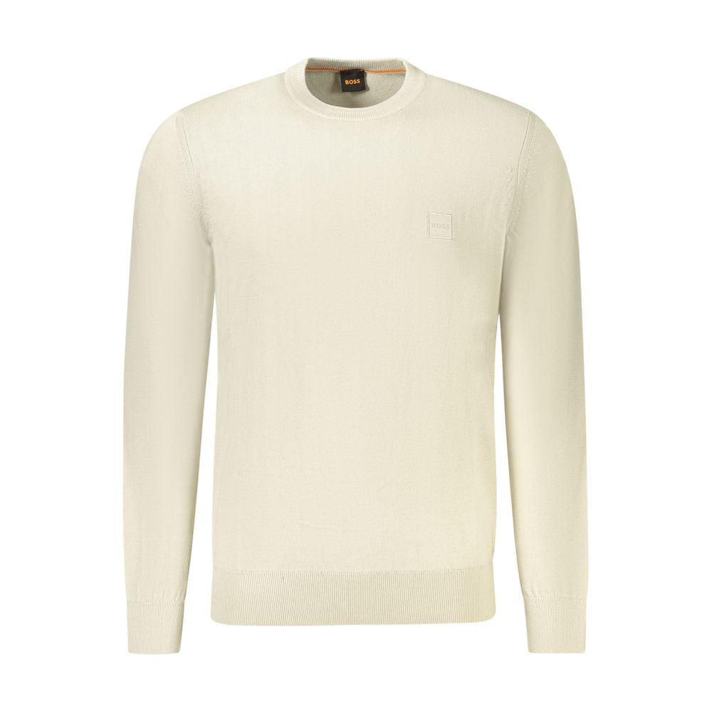 Beige Cotton Men Sweater