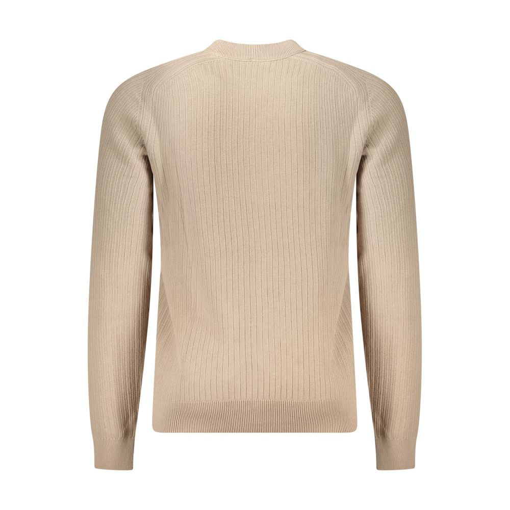 Beige Cotton Men Sweater