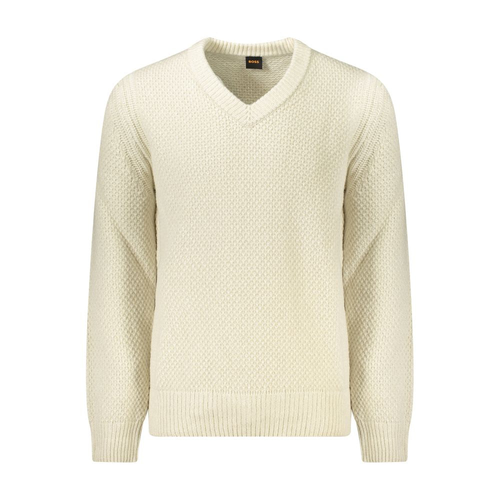 Beige Wool Men Sweater