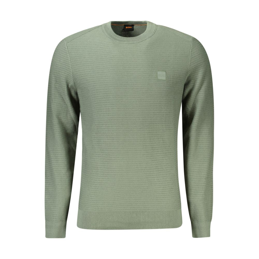 Green Cotton Men Sweater