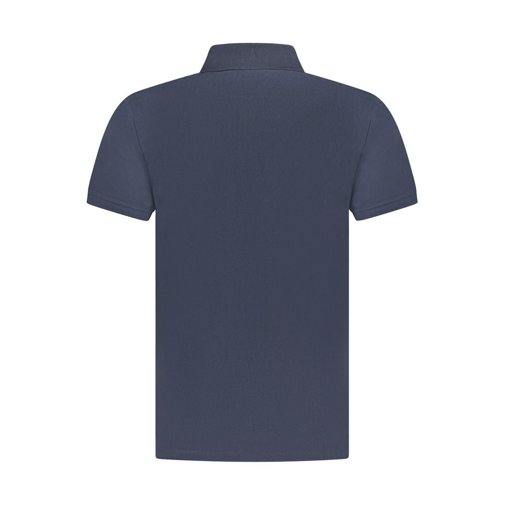 Blue Cotton Men Polo Shirt