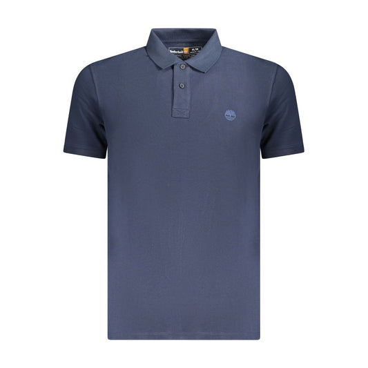 Blue Cotton Men Polo Shirt