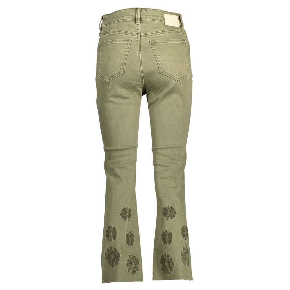 Green Cotton Women Jeans