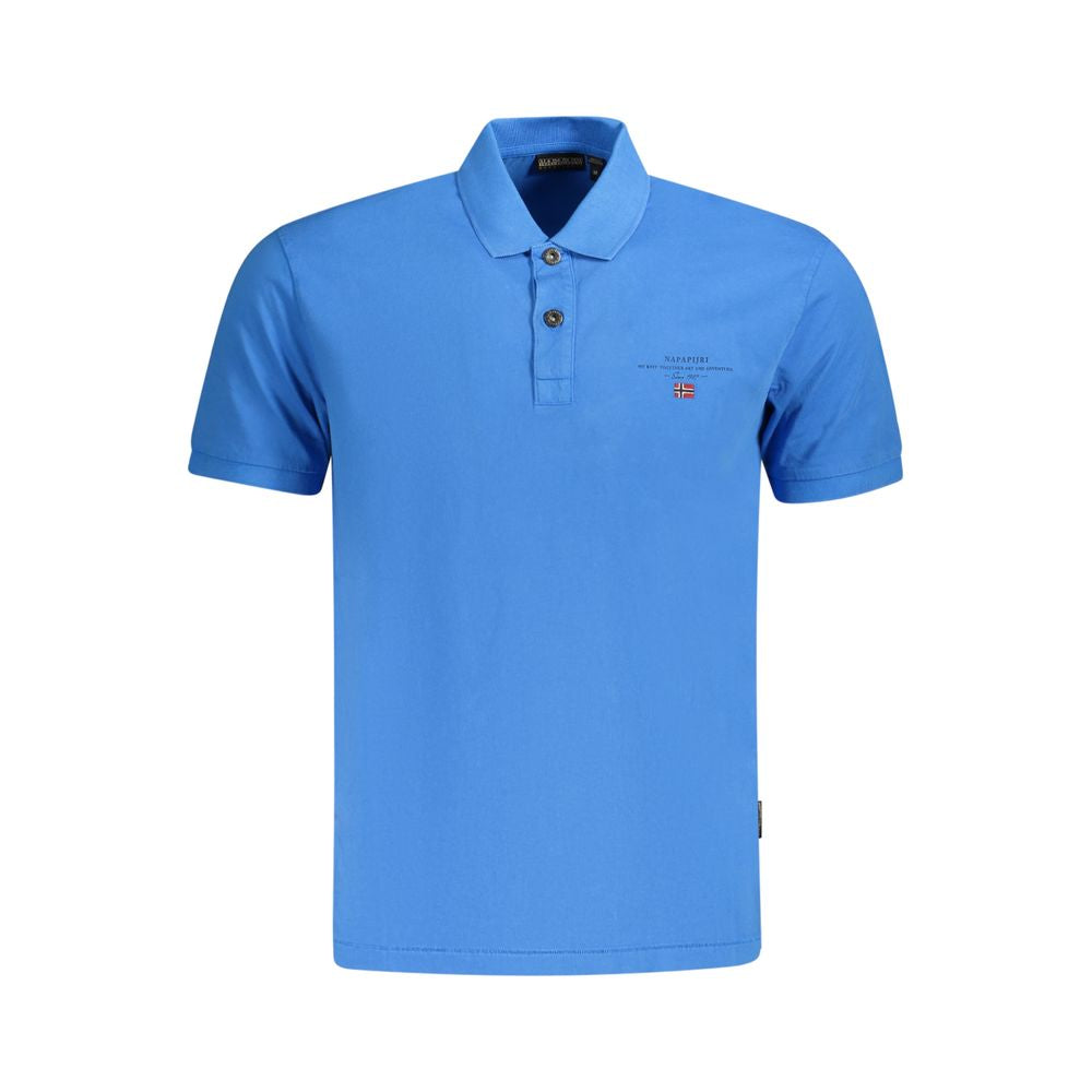 Blue Cotton Men Polo Shirt