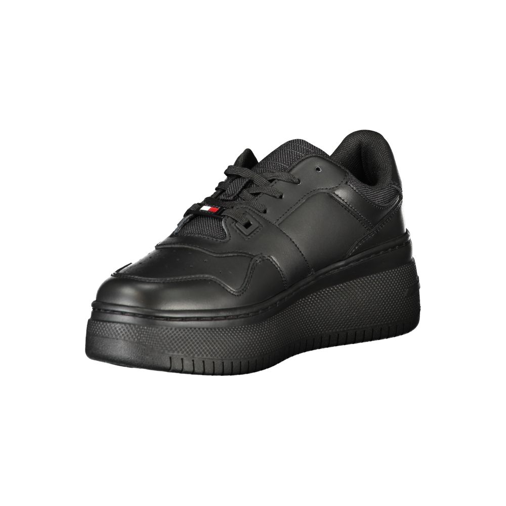 Black Leather Women Sneaker