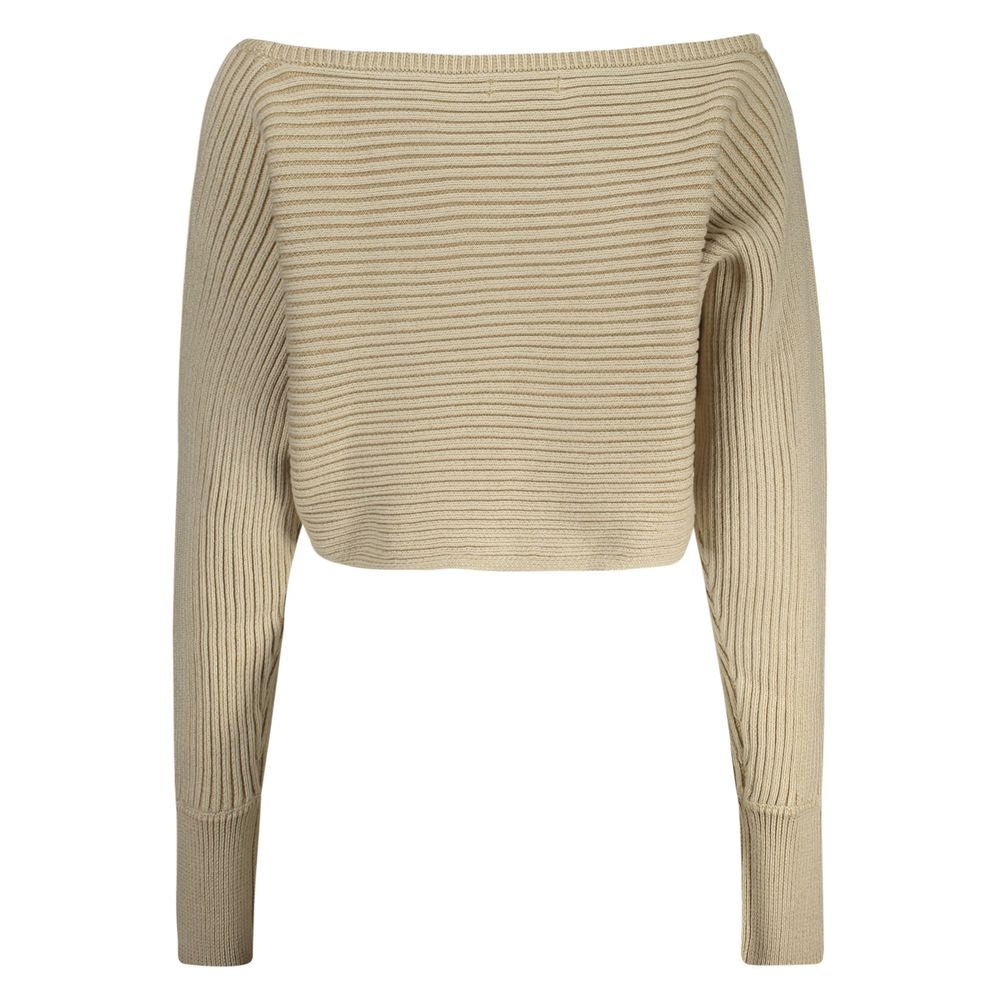 Beige Cotton Women Sweater