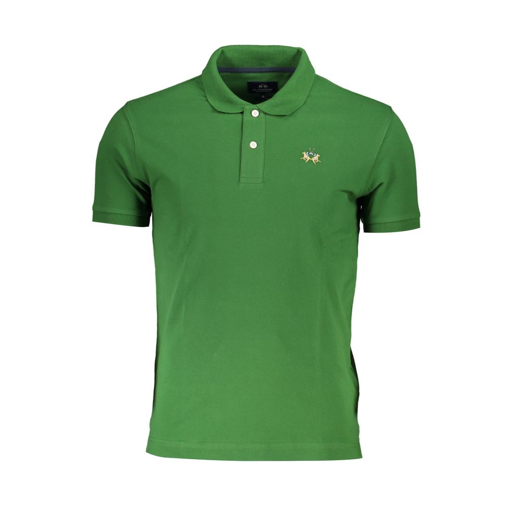 Green Cotton Men Polo Shirt