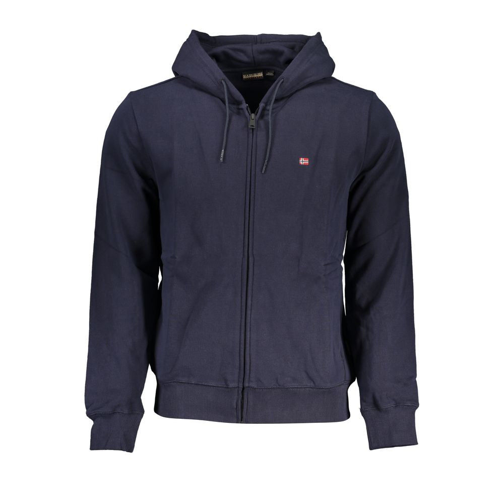 Classic Blue Hooded Sweatshirt with Embroidery