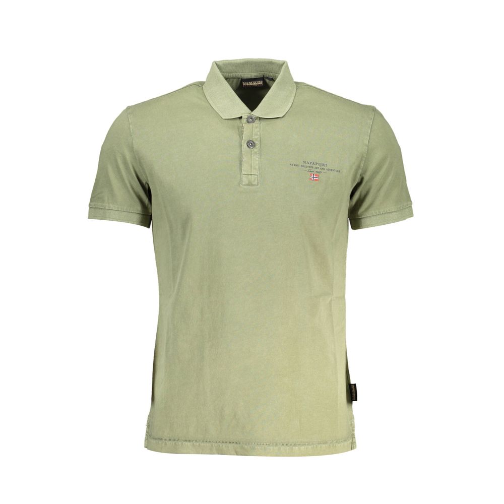 Green Cotton Men Polo Shirt