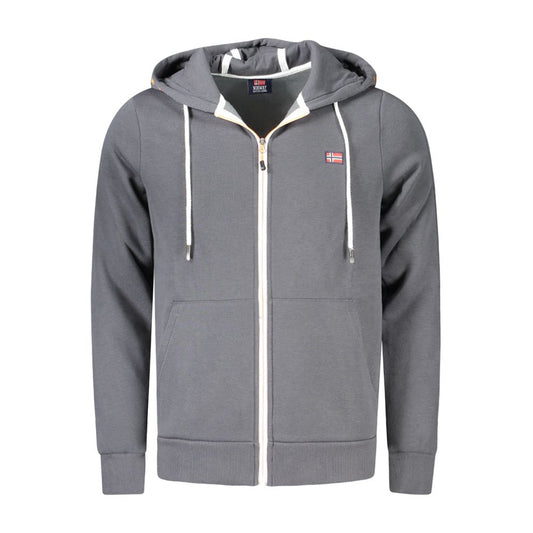 Gray Cotton Men Hooded Sweater