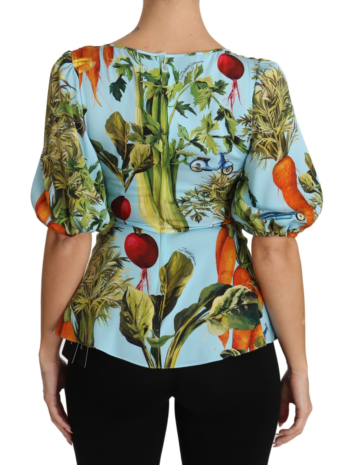 Vegetable Print Silk Top Extravaganza