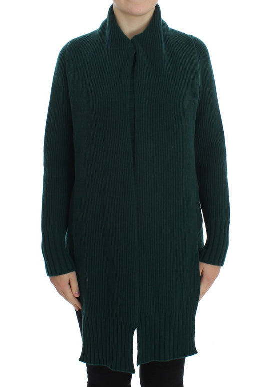 Elegant Green Cashmere Cardigan Sweater